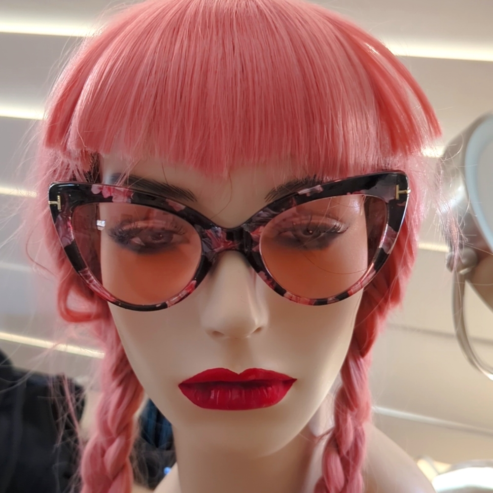 Vintage Retro Style Cat Eye Custom Rose Pink Sunglasses